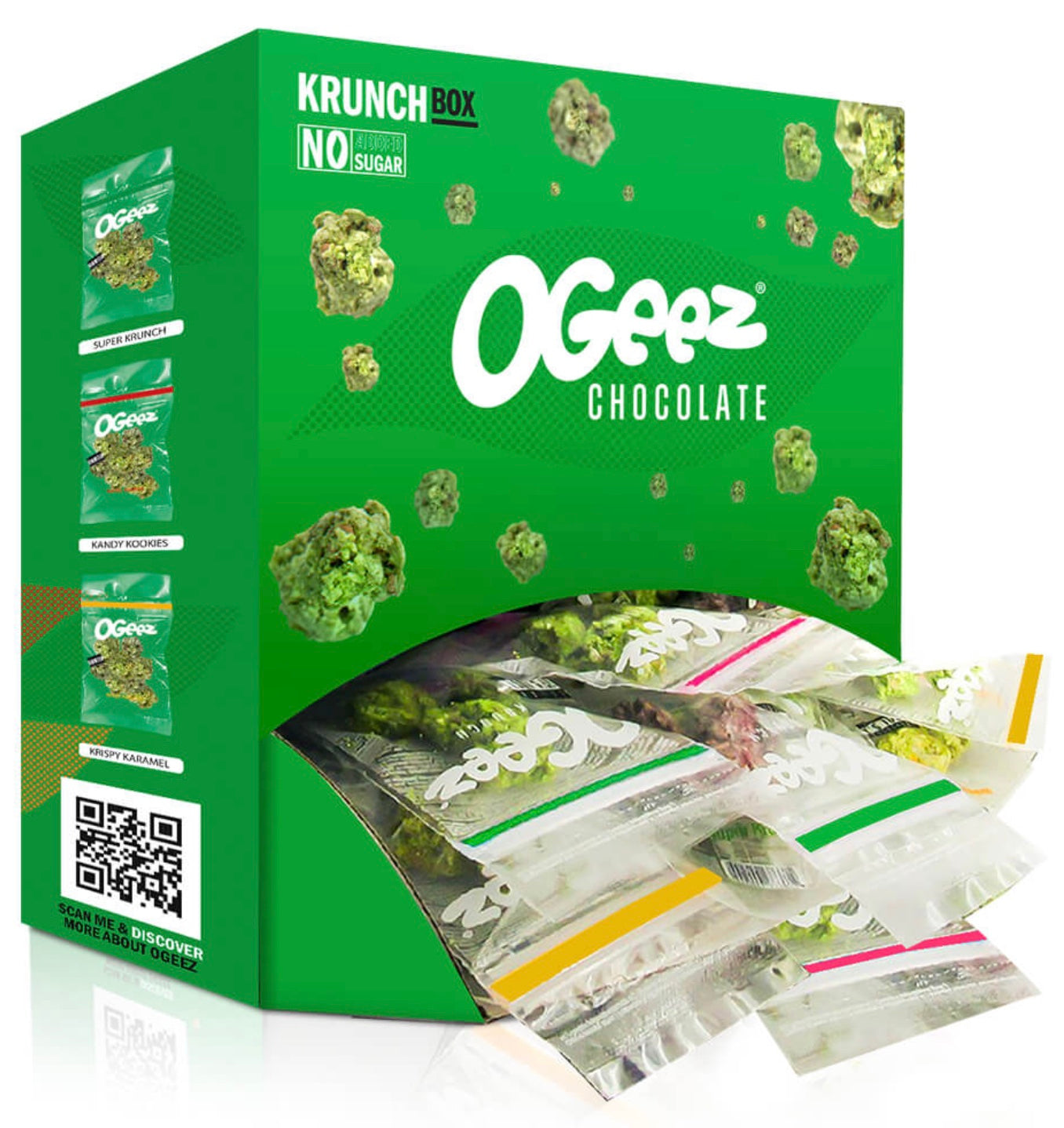 Ogeez Krunchbox 15mg CBD Chocolate con Forma de Cannabis (75x10g)